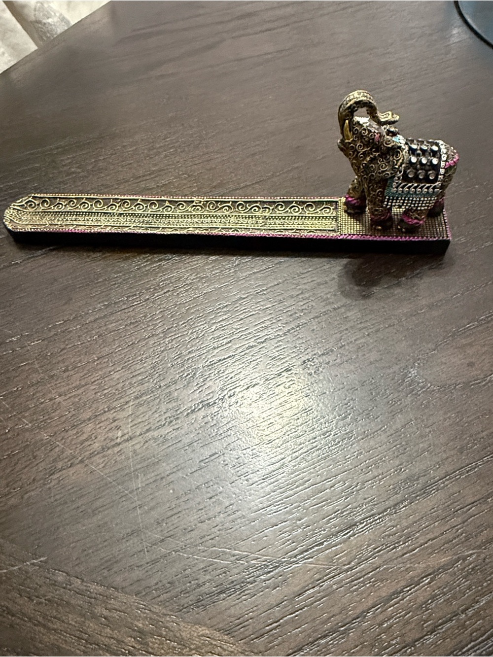 Decorative Gold Elephant Incense Holder - Gold and Pink
